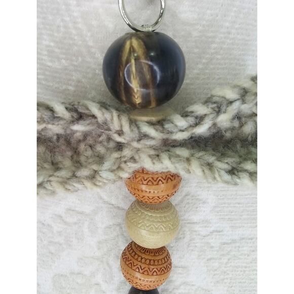 Artisan Firefly Keychain Crochet Wings Vintage Beads Earthy Bag Charm Purse - Picture 9 of 12